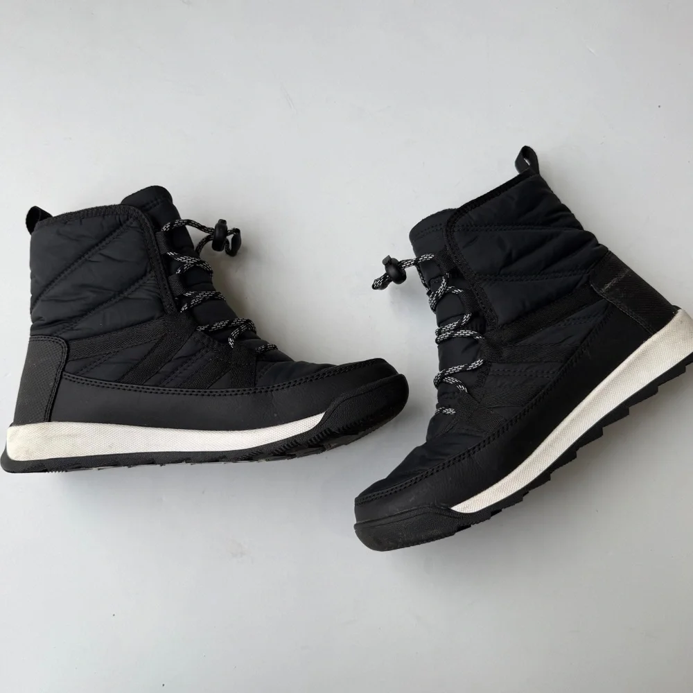 SOREL Youth Kids Size 6 Black White Whitney II High Top Snow Winter Boots